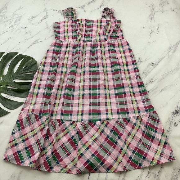 Torrid Poplin Tiered Ruffle Strap Midi Dress Plus Size 2x New Pink Green Plaid - Picture 1 of 11